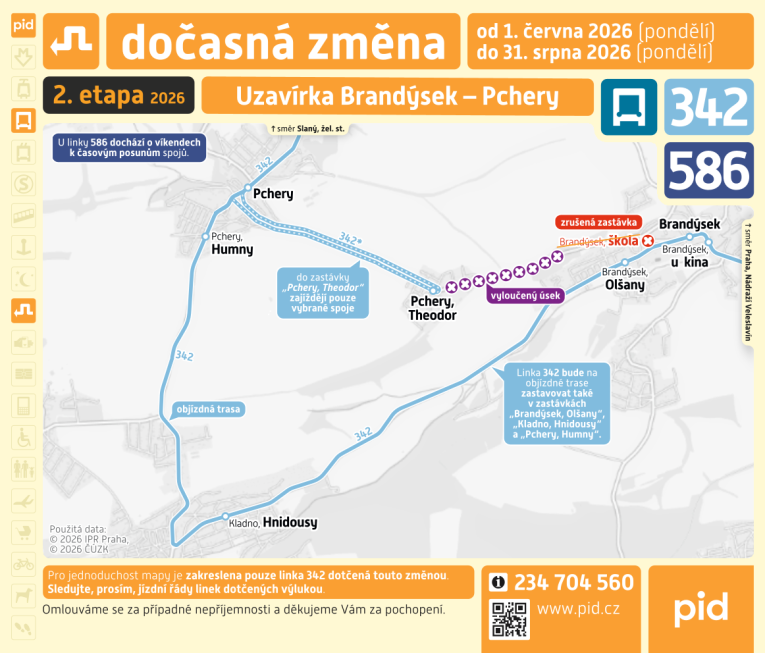 Objízdná trasa - změna jízdních řádů
